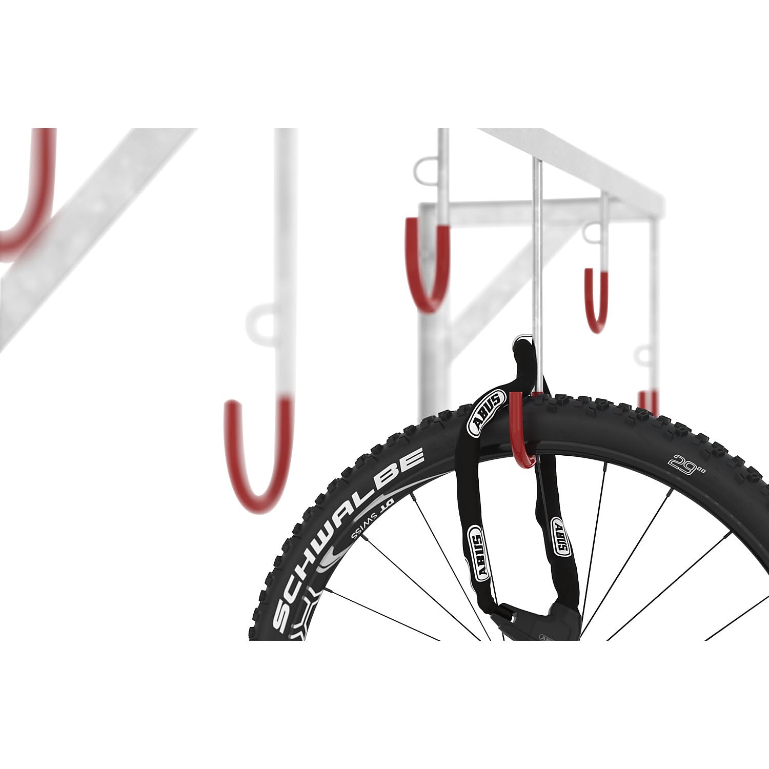 Fahrradständer - Reihen-Hängeparker Modell 3874 mit 4 Einstellplätzen - Wandmontage