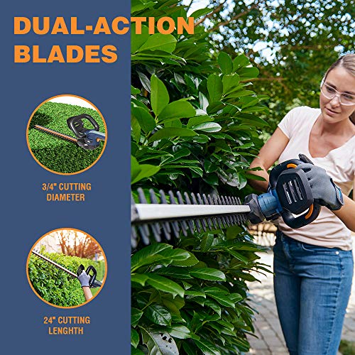 BLUE RIDGE BR8260U Cordless Hedge Trimmer, with Battery and Charger,40V 2.0Ah 24 Inch Blade Length, 3/4-Inch Cutting Thickness, Dual Action Laser Blade - Thumbnail 4