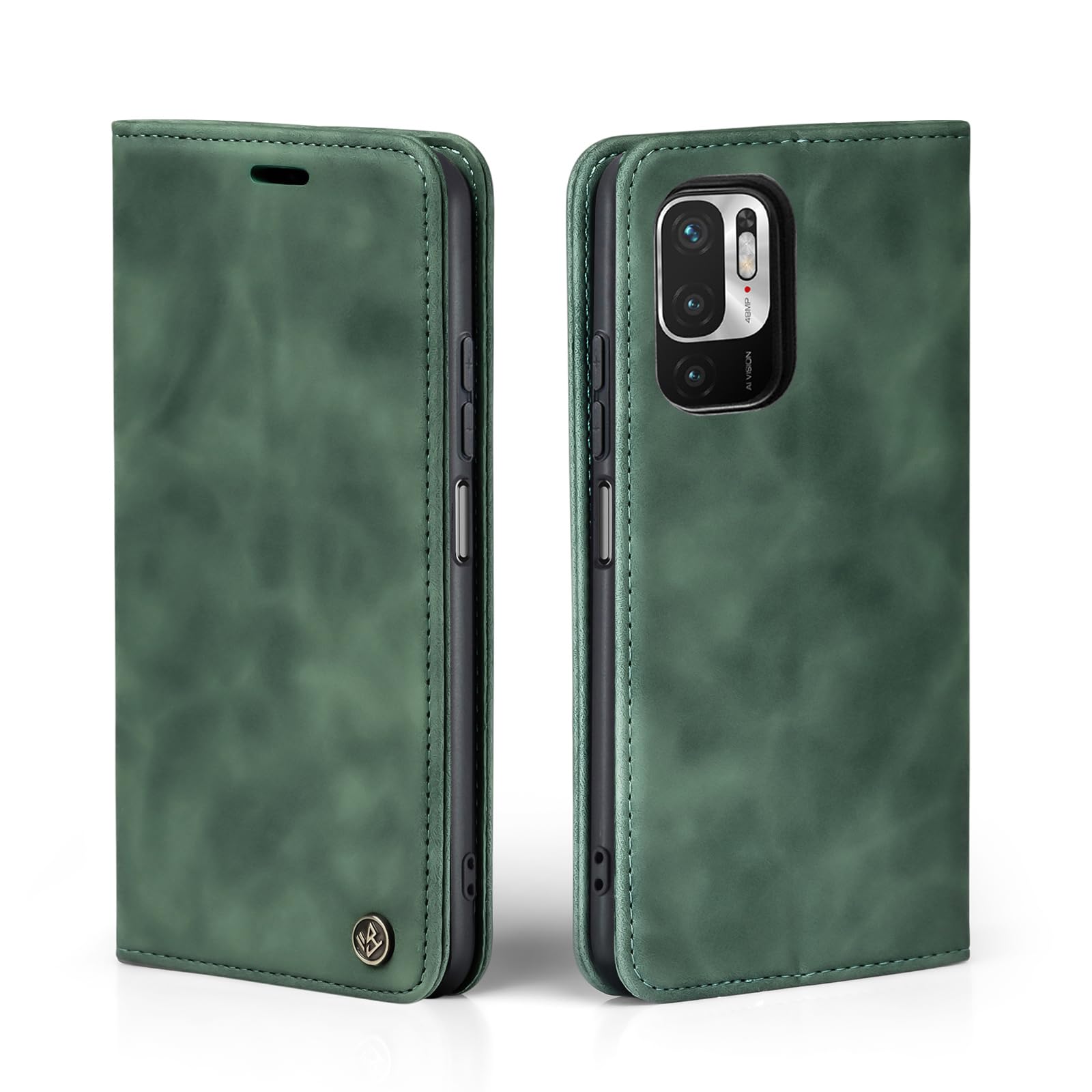 LBH Handyhülle Xiaomi Redmi Note 10 5G – Grün, Karten- und Geldfach, Standfunktion
