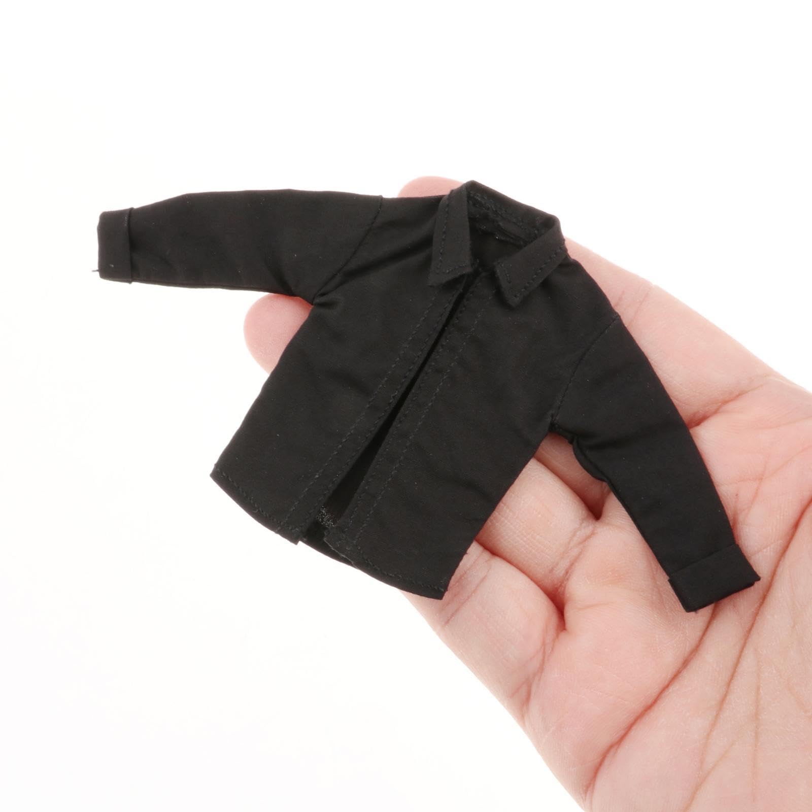 Camicia da Uomo in 1:12 per Soldatini in Miniatura, Camicia Casual da Indossare sopra Le Action Figure da 6 Pollici, Nero