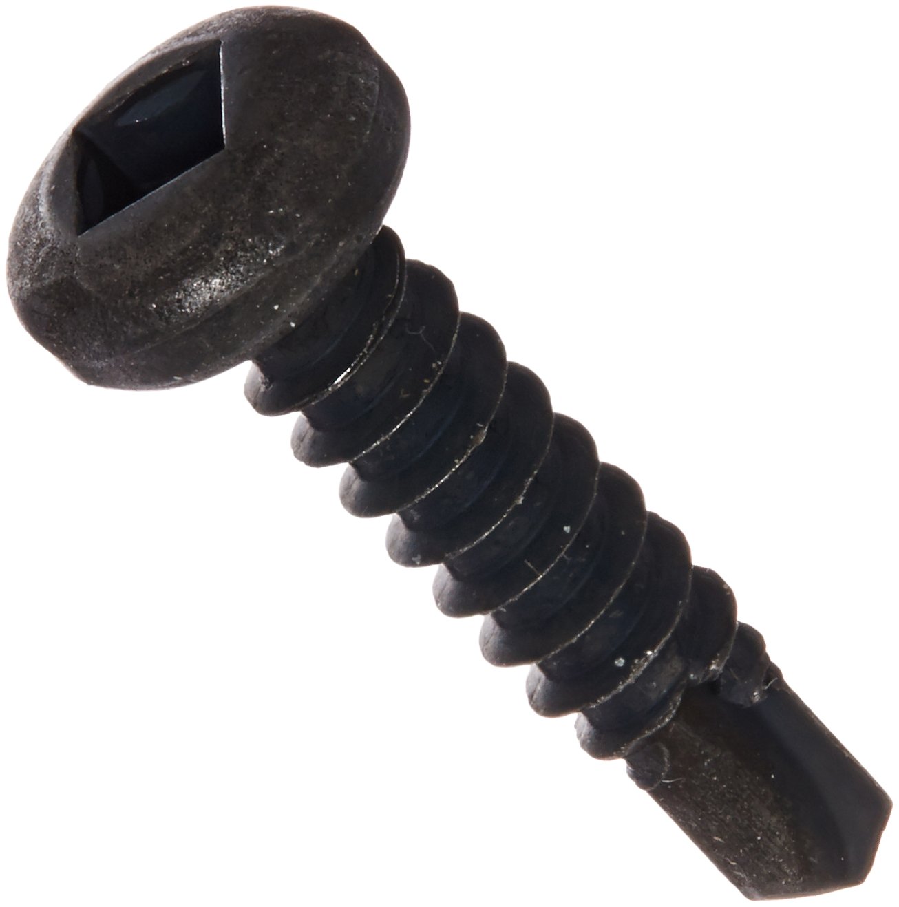 Steel SelfDrilling Screw, Black Oxide Finish, Pan Head, Square Drive