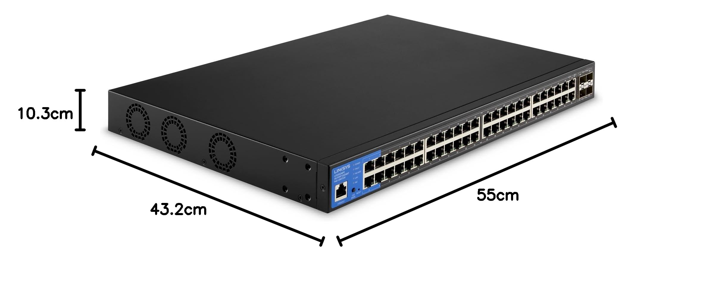 Linksys Switch Réseau Gigabit Poe+ à 48 Ports Lgs352Mpc-Eu (740 W Avec Emplacements pour 4 Ports 10 G Uplink Sfp+, ethernet Manageable Intelligent Avec Boîtier Métallique, Bureau Ou Mur)