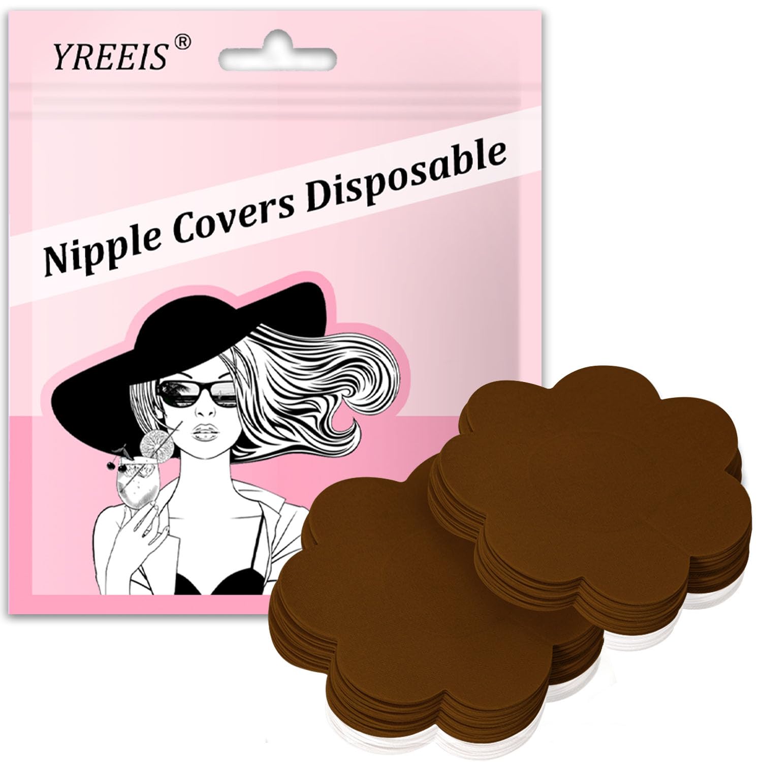 40 Pcs Nipple Covers For Women Hypoallergenic Disposable Adhesive Nipple Pasties No-Show Satin Breast Petals Stickers