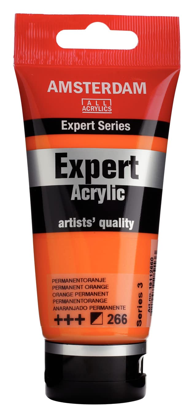 Amsterdam Expert Series Acrylic - Permanent Orange 266-75 ml Tube - Semi-Opaque, High Lightfastness, Heavy Body, Artist-Quality, Water-Based