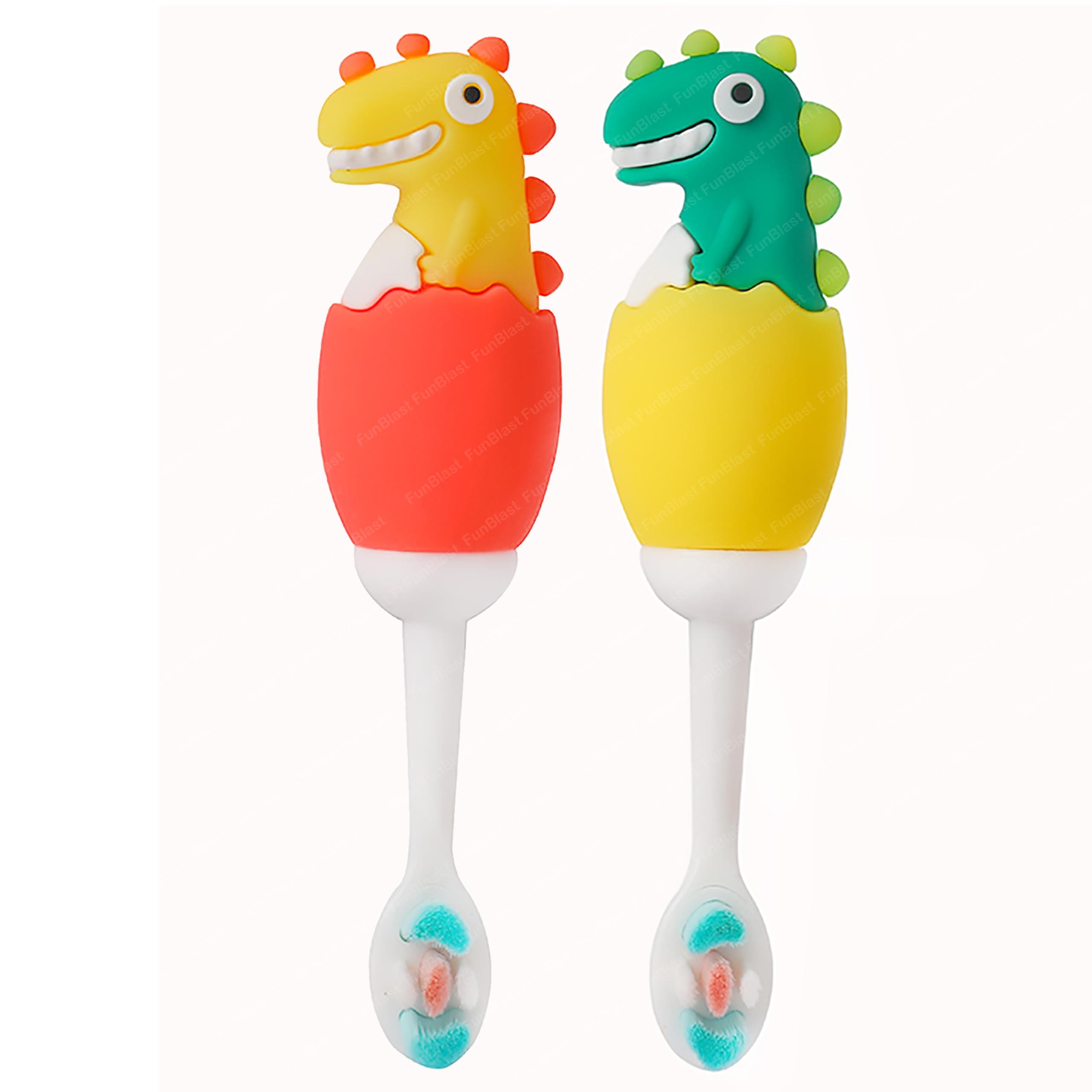 FunBlast Kids Toothbrush Animal Design Soft Tooth Brush, Extra Microfiber Soft Bristles Toothbrush For 3-6 Years Old Children, Manual Toothbrush For Kids, (Pack Of 2 Random Colour),Multicolour