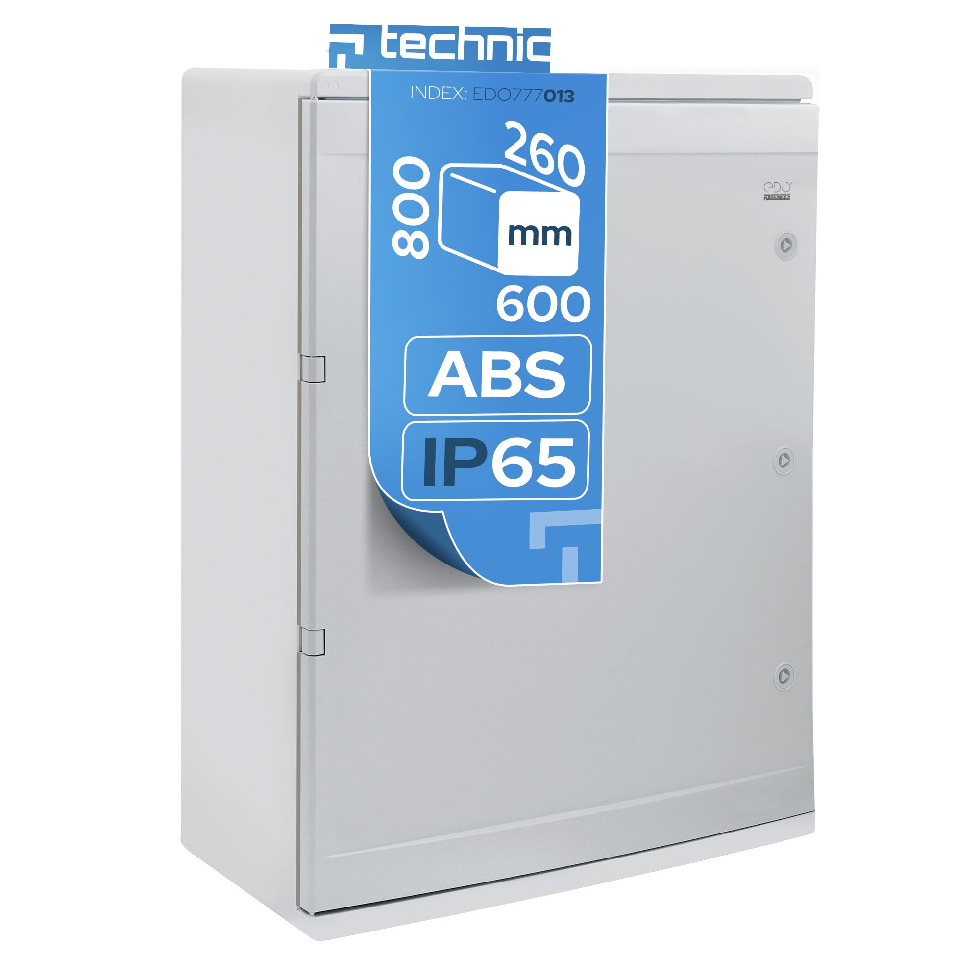 EDO Rozdzielnica Skrzynka IP65 600x800x260 mm Szara - Obudowa Elektryczna ABS - Szafa Sterownicza Natynkowa z Płytą Montażową do Instalacji Wewnętrznych i Zewnętrznych