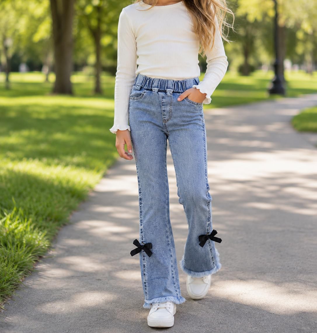 KIDSCOOL Pantalones Vaqueros de Denim Rotos con Cintura Elástica para Niños