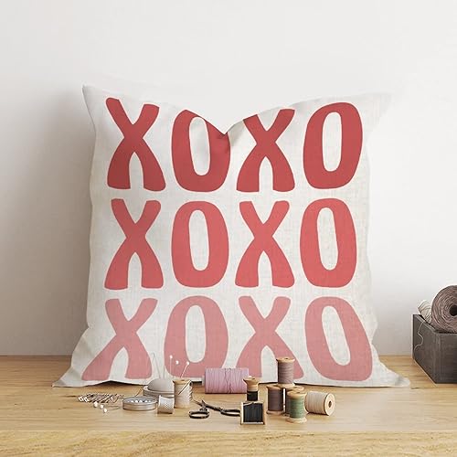 Miniatura 2 de XOXO - Funda de almohada romántica para el día de San Valentín boda compromiso aniversario funda de cojín cuadrada decoración del hogar para sofá