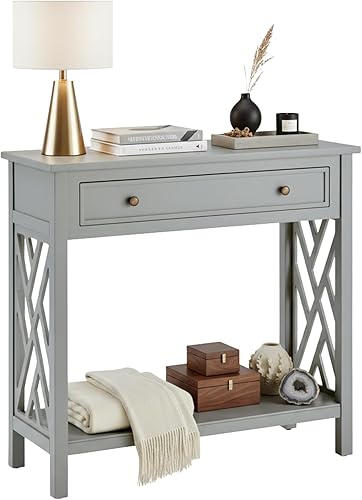 Miniatura 13 de Alaterre Furniture Coventry - Mesa consola de madera de 32 pulgadas con cajón y estante Blanco,Gris,https://www.amazon.com/dp/undefined