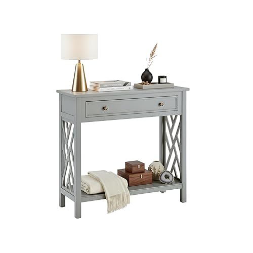 Coventry 32-Inch Gray Console Table with Drawer & Shelf –