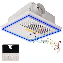 Bathroom Exhaust Fan with Bluetooth Speaker, Exhaust Fan with Light, With Heater and Light, 160 CFM 1.0 Sonar, 5 Color Temperatures, 1 Sensor Night Light, 1 Remote Control, Easy to Install