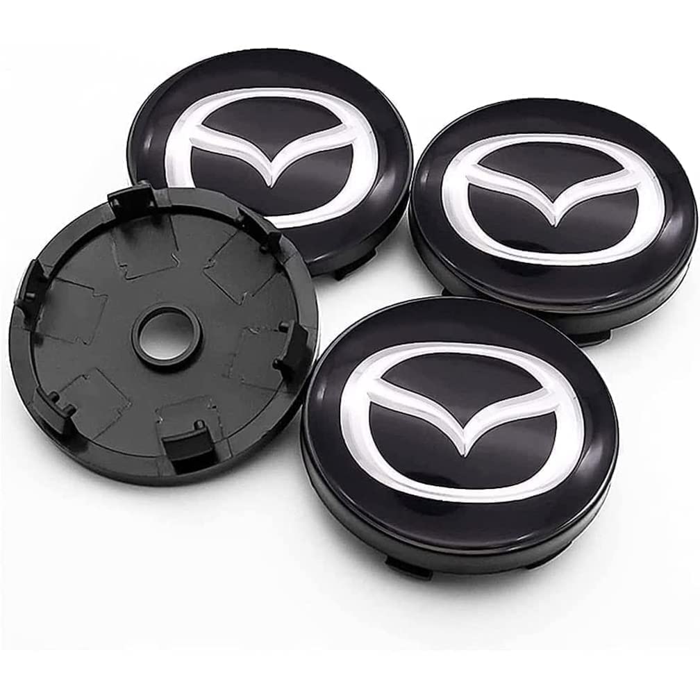 4 Pezzi Auto Coprimozzo Ruota Centrale per Mazda CX-30 2019-2024,ABS Coprimozzi Cerchione Ruota Coperchio con Auto Logo Emblema Accessori Styling Auto,L-White