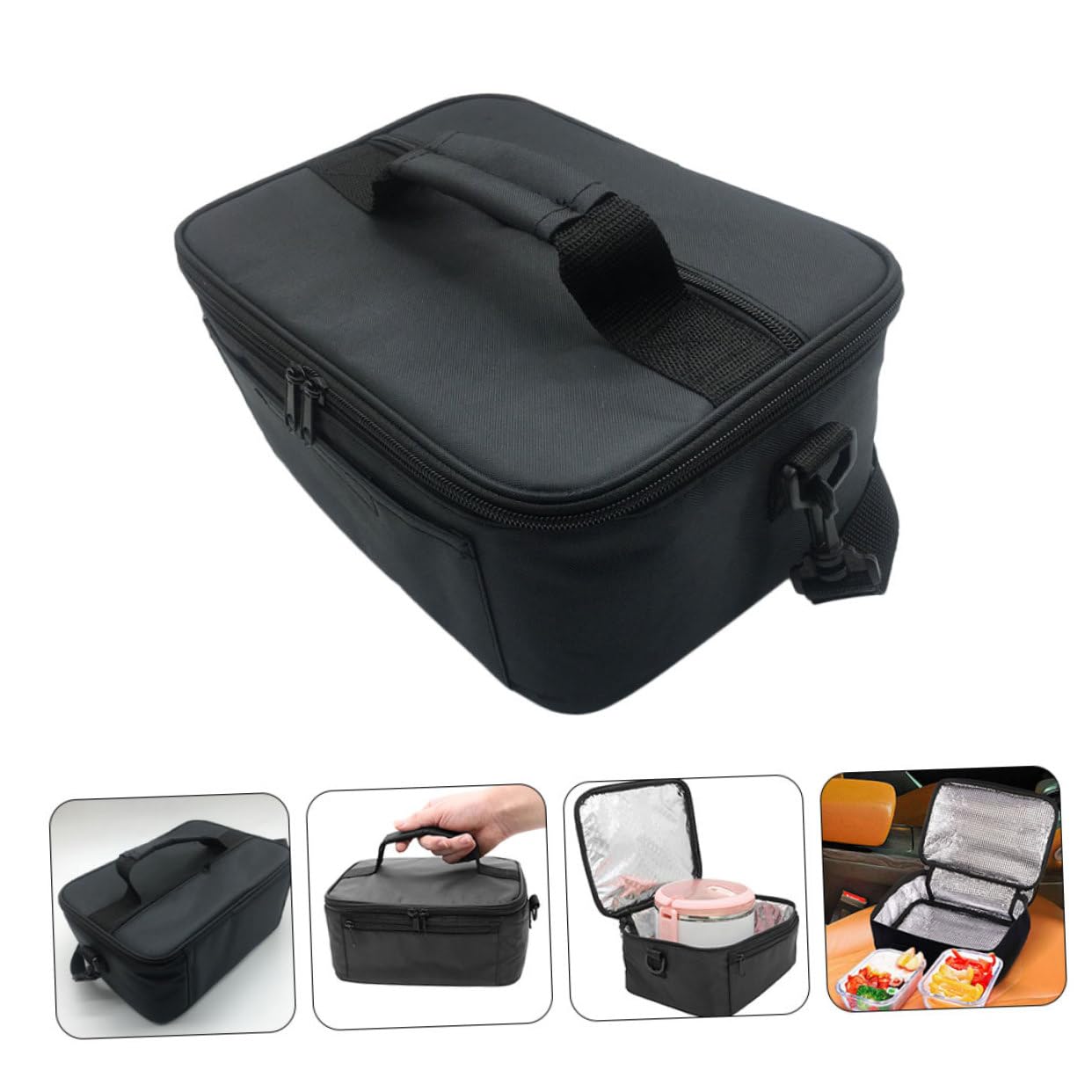 Sacca Merenda Scuola Termica 20l Oxford Nero, e Leggera, Manico, per Ufficio e Scuola, Porta Pranzo
