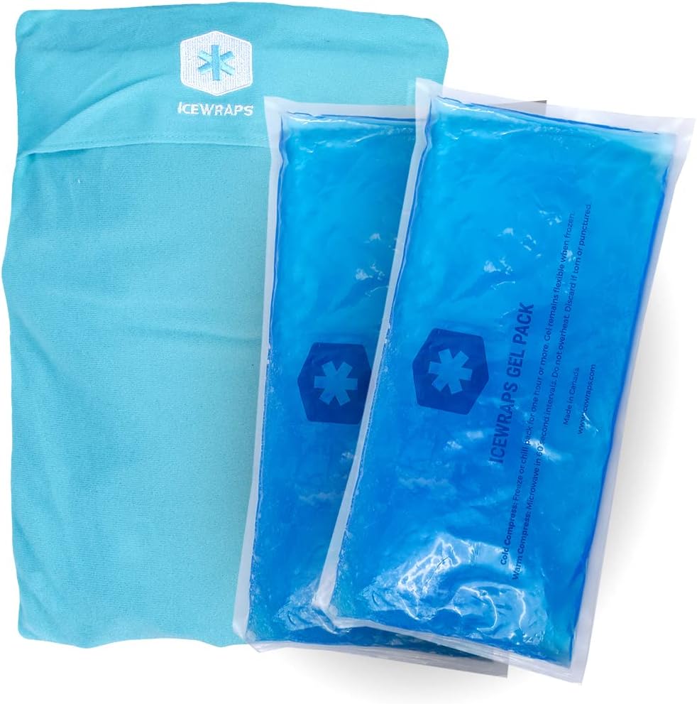 ICEWRAPS Extra Large 6”x12” Reusable Gel Ice Packs and Reusable Ice Pack with Soft Fabric Cover Bundles - Hot and Cold Pack for Pain Relief