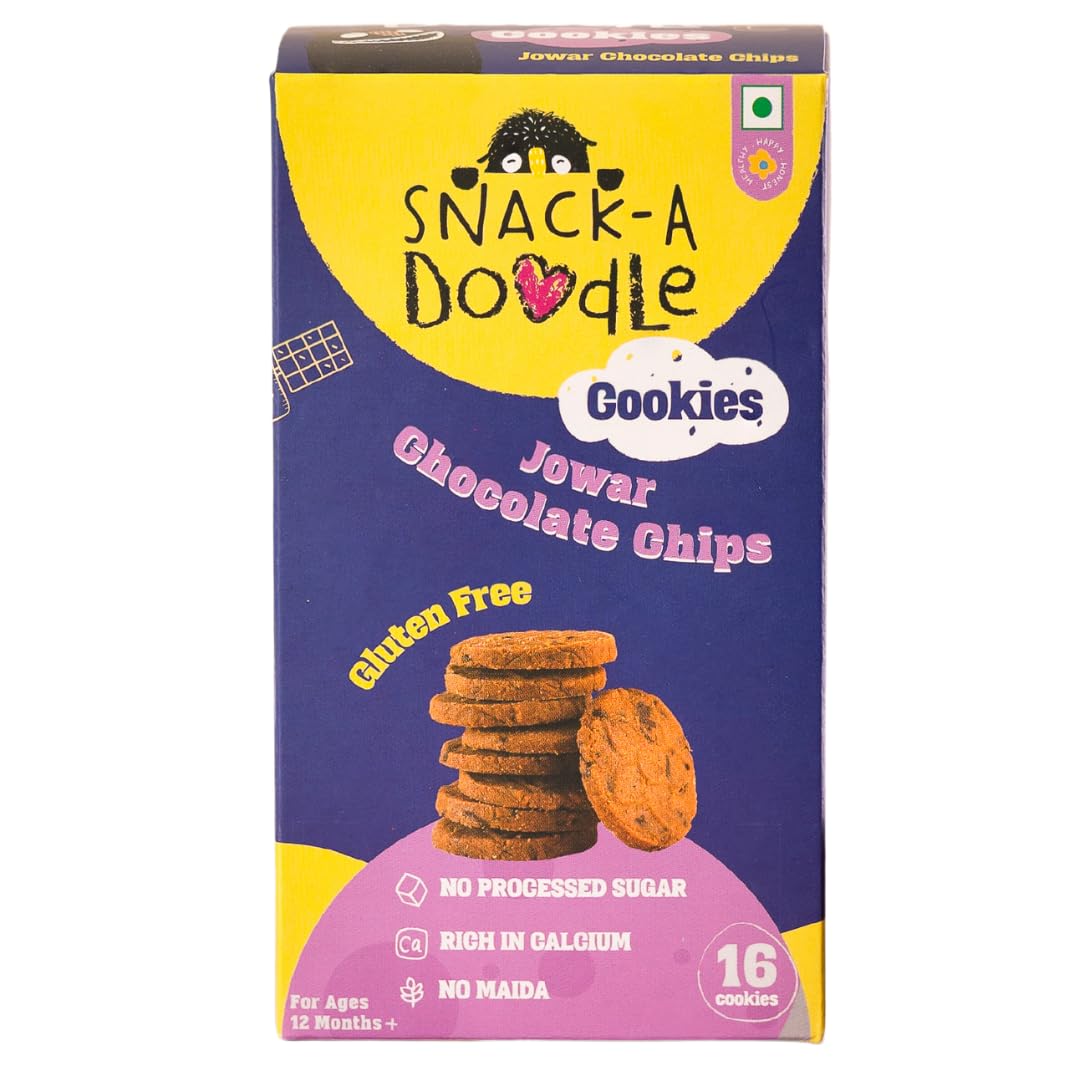 Snack-a-Doodle Chocolate Chip Cookies | Nutritious Healthy Snacks for Kids | No Maida | Rich In Calcium | Perfect for Tiffin, Evening Snacks & Travel | 150 Grams