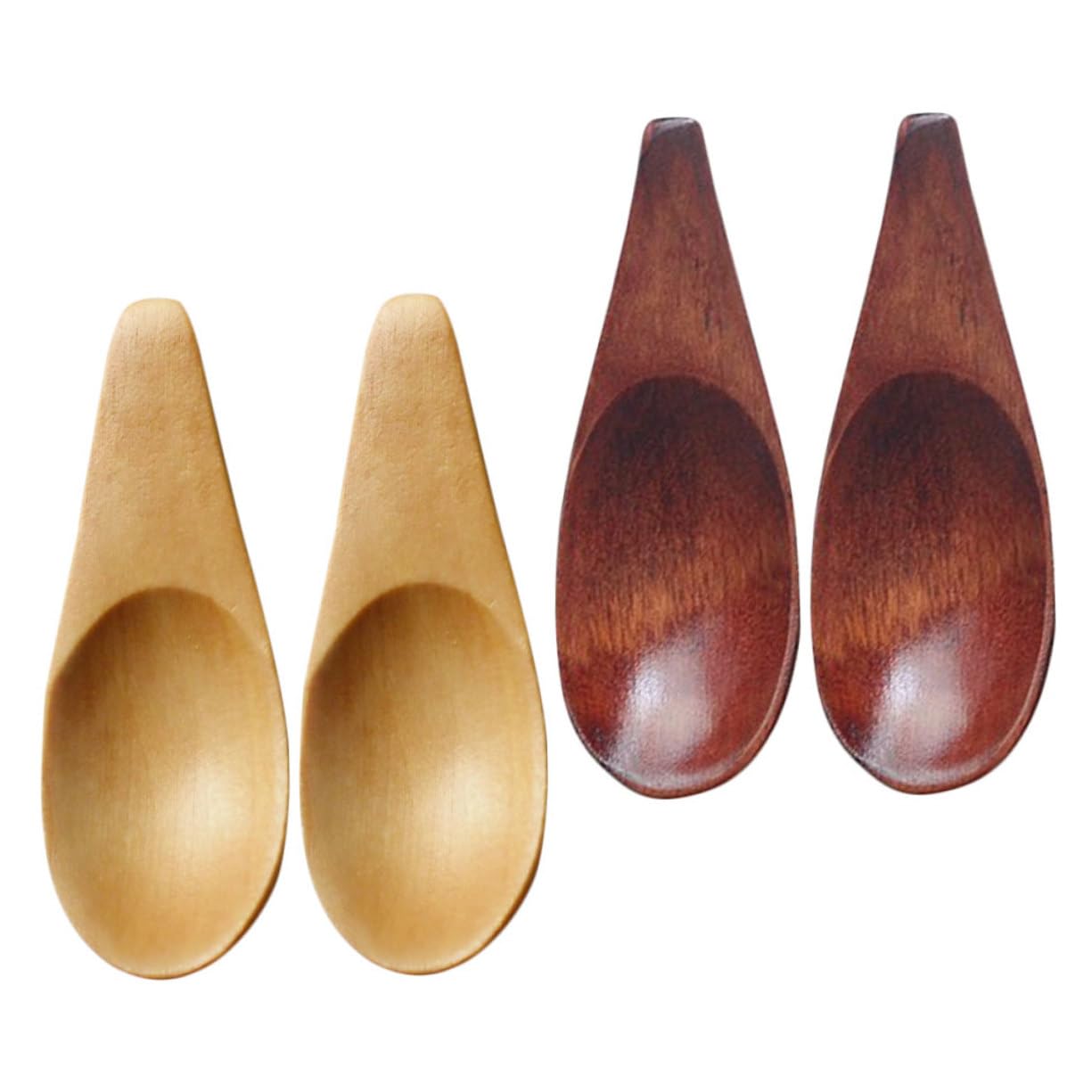 ABOOFAN 4pcs Wooden Spoons for Tea Leaves Coffee Sugar Spices Creative and Practical Handle Scoops Light and Dark Finishes