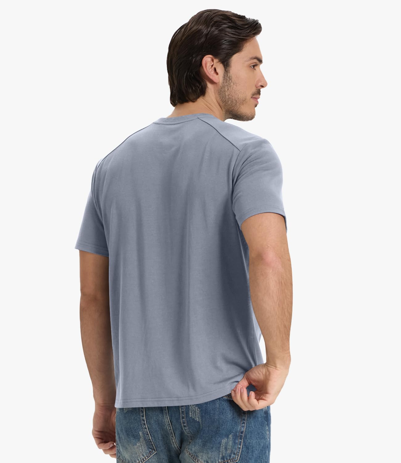 BAMBOO COOL Camisetas de manga corta para hombre, pesadas, cuello redondo, para hombre, absorben la humedad, camisetas casuales