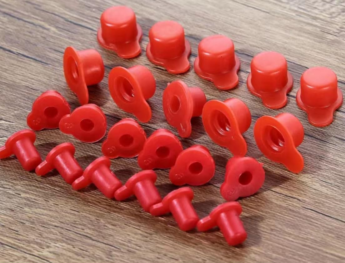 Gummirohrabdeckung, Stopfenloch, 20 Stück, rote Gummistopfen, Schraubenlochstopfen, Abdeckung für Rundrohr, Schutzabdeckung mit Gewinde von 4 mm ~ 56 mm (DR9,5 mm)