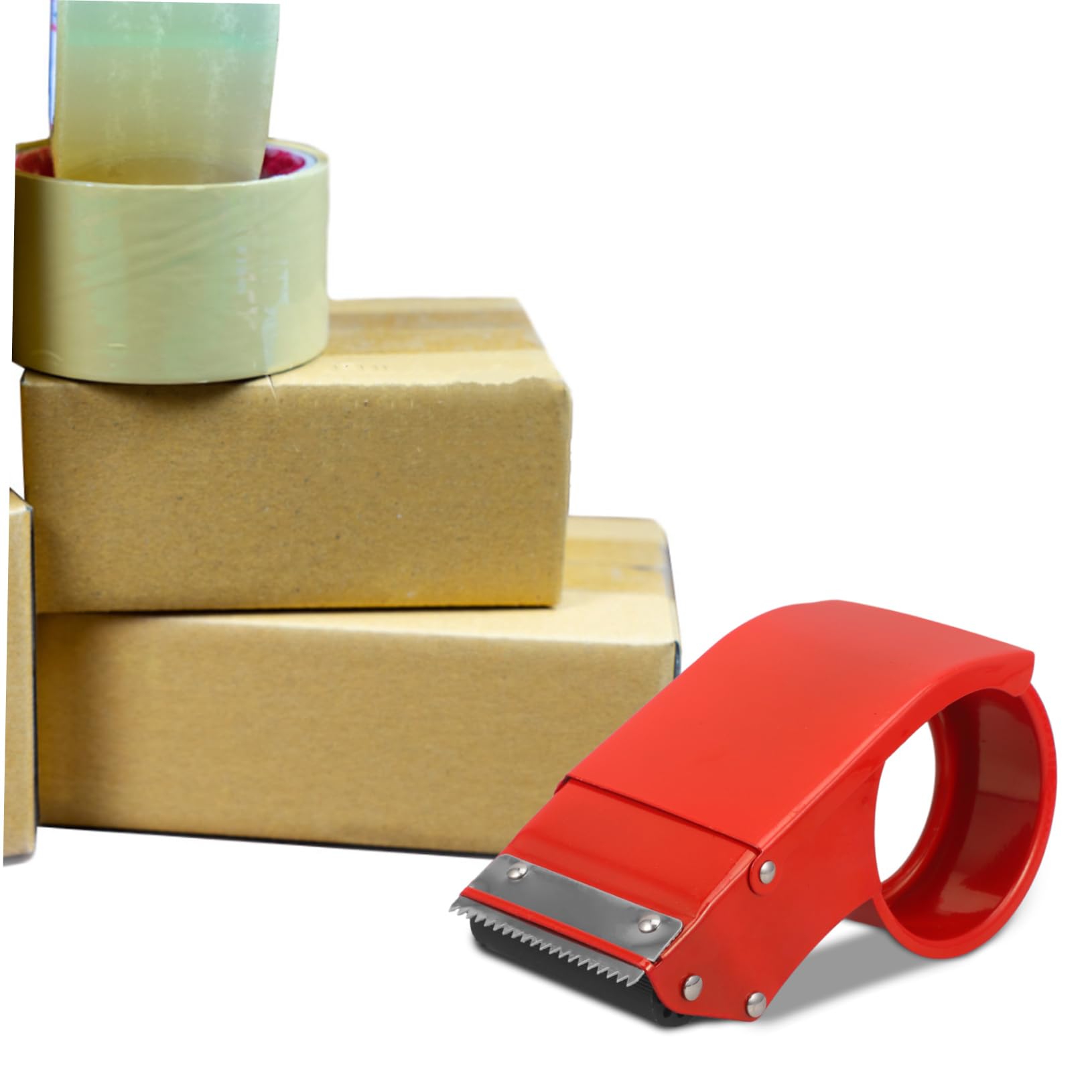 SHINEOFI 4 Stück Klebebandpacker Ziehen Um Dosieren Mini Packbandspender Desktop Für Nachfüllung Klein Dekorativer Klebebandständer Bandspender Aus Metall Bandhalter Eisen Rot