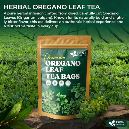 Image of FreshDrinkUS, Oregano Leaf Tea | 135 Tea Bags - Pure Herbal Infusion from Origanum vulgare - Naturally Bold & Aromatic Flavor - Premium Quality, Sustainably Sourced. Vegan