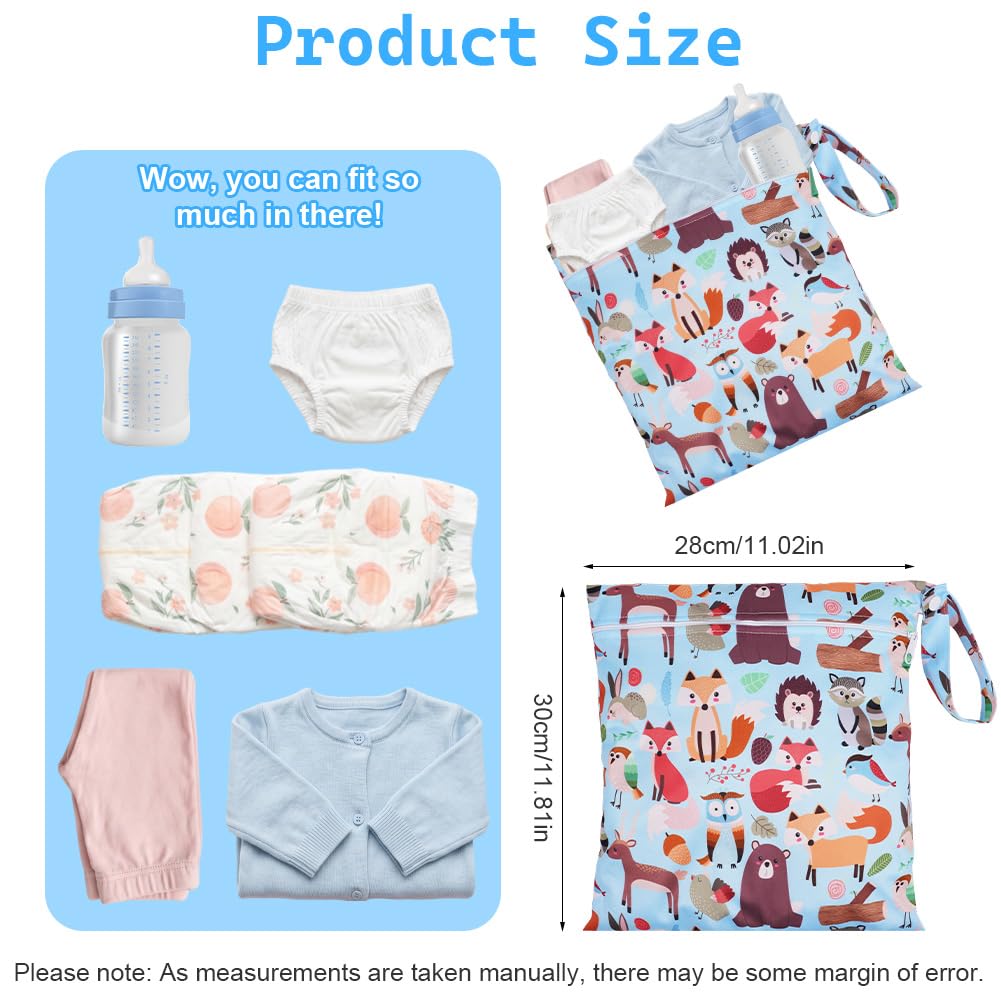 Aomig Sac À Couches Lavables, 3PCS Sac Étanche Réutilisable, Wet Dry Bag, Bag À Maillot Mouillé, Sac Humide À Fermeture Éclair, Hangable Wetbag de Voyage pour Vêtements de Bébé et Couches