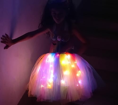 Miniatura 3 de Vestido de unicornio para niñas, disfraz de unicornio con luz LED para disfrazarse, Halloween, fiesta de cumpleaños, decoración de unicornio