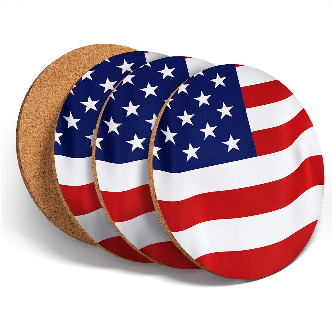 4 Set - USA Flag Coasters - America Travel Kitchen Coaster #15623