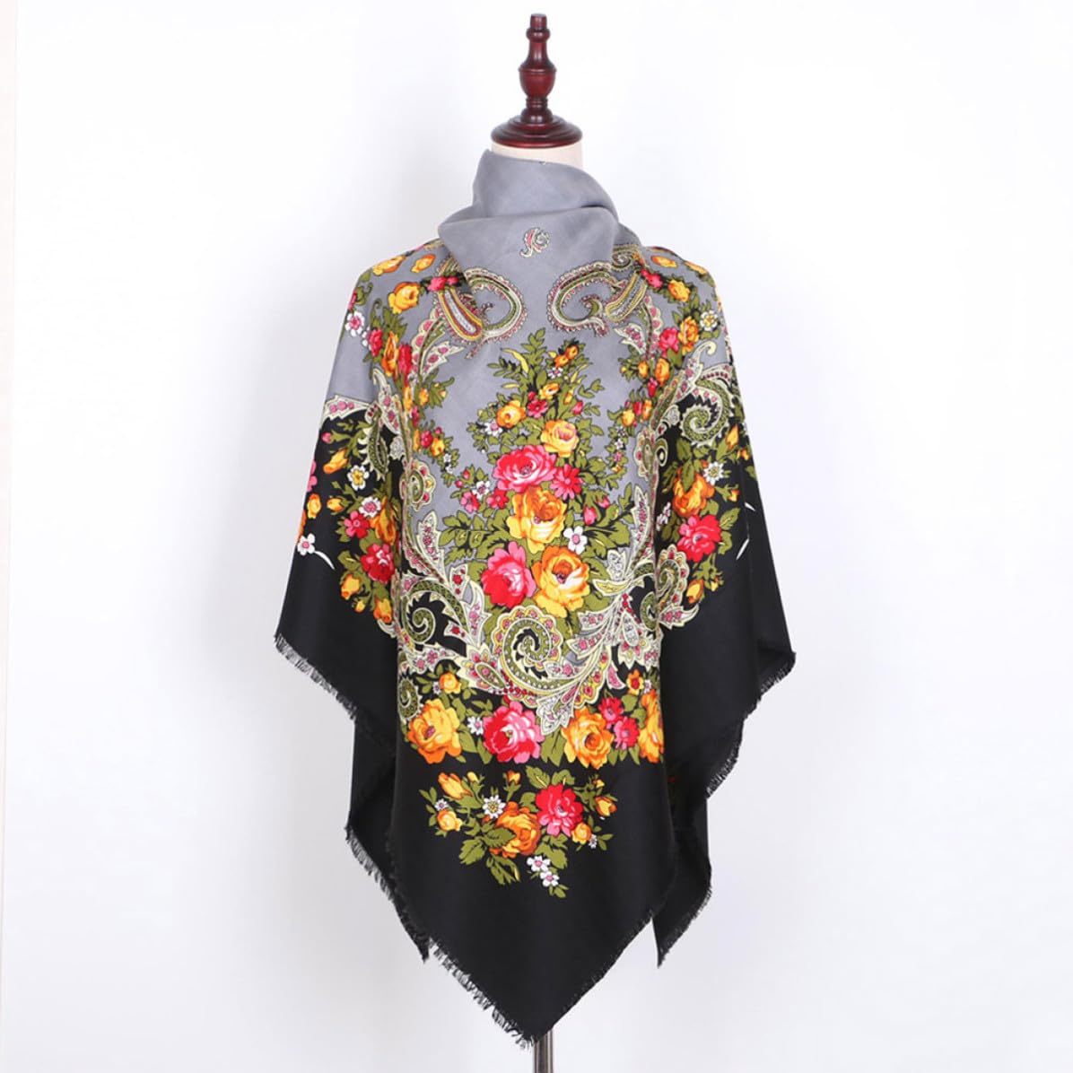 SEWACC 3 Piezas Bufanda de Algodón Ligera para Mujer Estampado Floral Estilo Ruso, Chal Versátil y Elegante para Outing, Diseño Clásico y Moderno