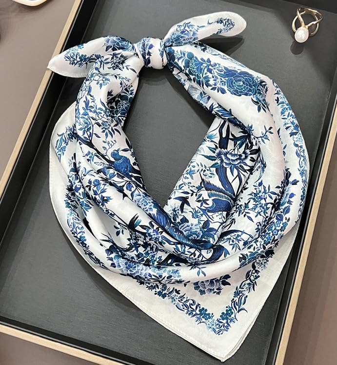 Mulberry Silk Scarfs Neck Scarf 21"x21" Small Square Scarfs hair scarf bandana for Women Gift Packed3