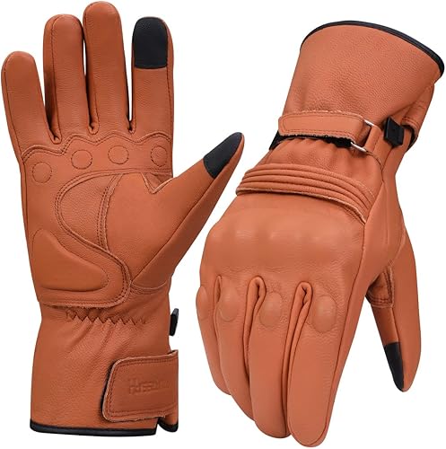 Miniatura 1 de Harssidanzar Guantes largos de invierno para hombre, guantes largos de cuero genuino para pantalla táctil, forrados térmicamente con Thinsulate