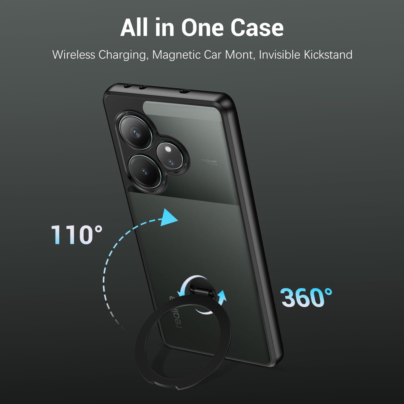VENINGO Cover Magnetica per Realme GT 6/Realme GT 6T 5G Custodia compatibile con MagSafe Cover Realme GT 6/GT 6T 6,78 Pollici Traslucida Opaca Sottile Antiurto Protettiva Custodia Nero