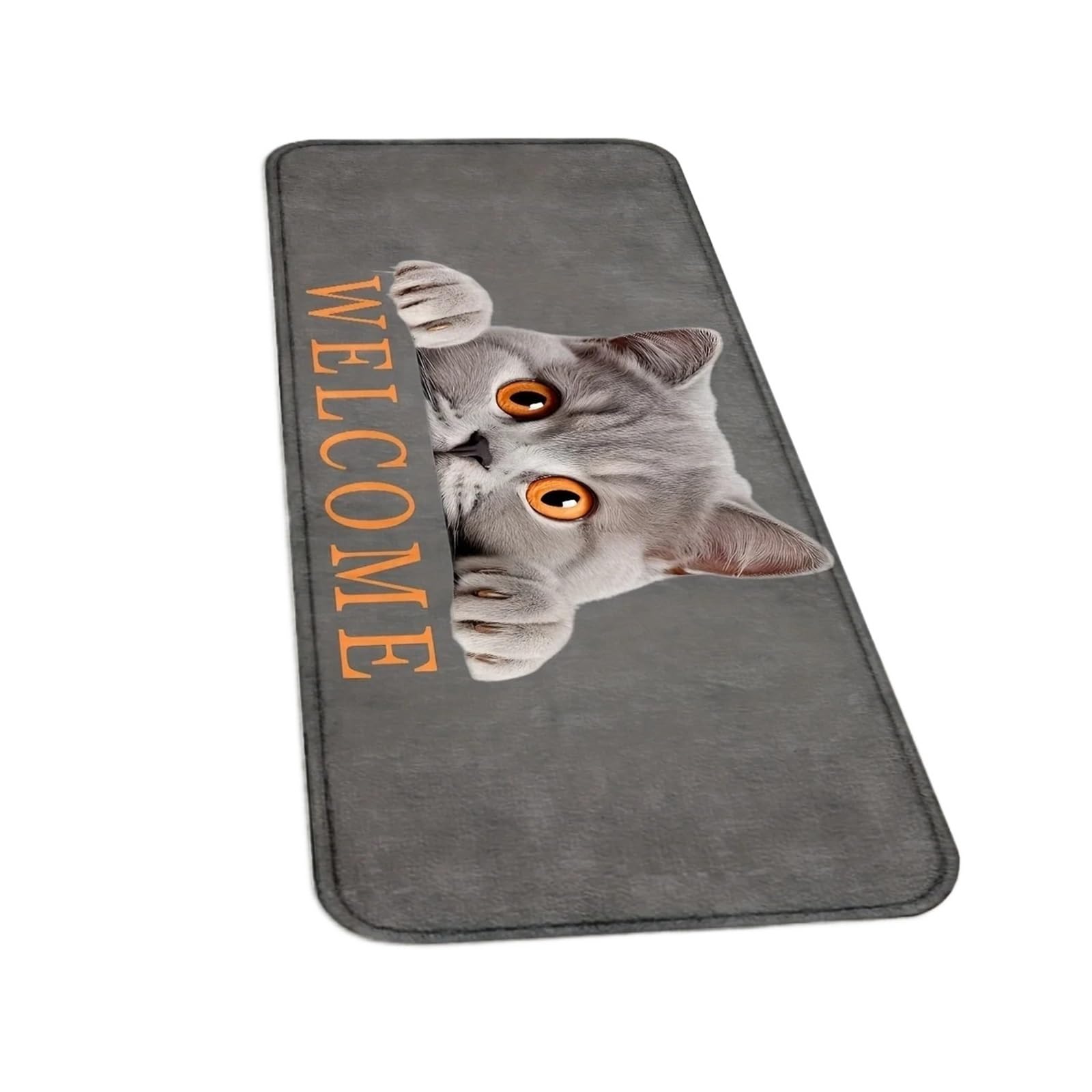 Tapis Chaton Doux et Paillasson Gris Absorbant pour Salle de Bain