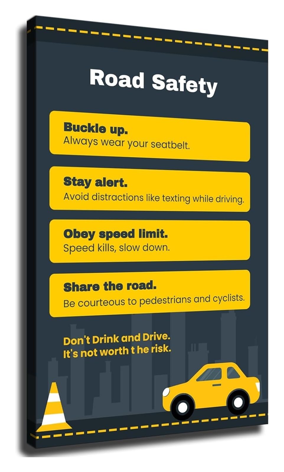 RNUMLIGH School Poster Road Rules Educational Wall-Art for Classroom Decor Awareness Teacher Resources