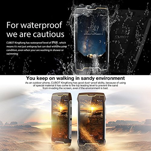 CUBOT King Kong (2018) IP68 Waterproof Rugged Smartphone Unlocked, 4400mAh Big Battery, 3G WCDMA Dual-SIM, Android 7.0, 2GB RAM+16GB,Compass+GPS, Shockproof, Dustproof - Thumbnail 4