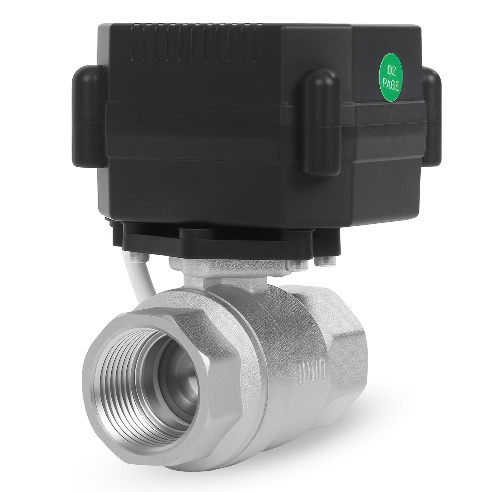 movafaFH 3/4" Motorized Ball Valve - 2 Wire Auto Return Electric Water Valve with Full Port, 9-24V AC/DC Automatic Ball Valve,Stainless Steel,Normally