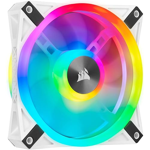 Corsair QL Series, iCUE QL120 RGB, 120mm RGB LED PWM White Fan, Single Fan
