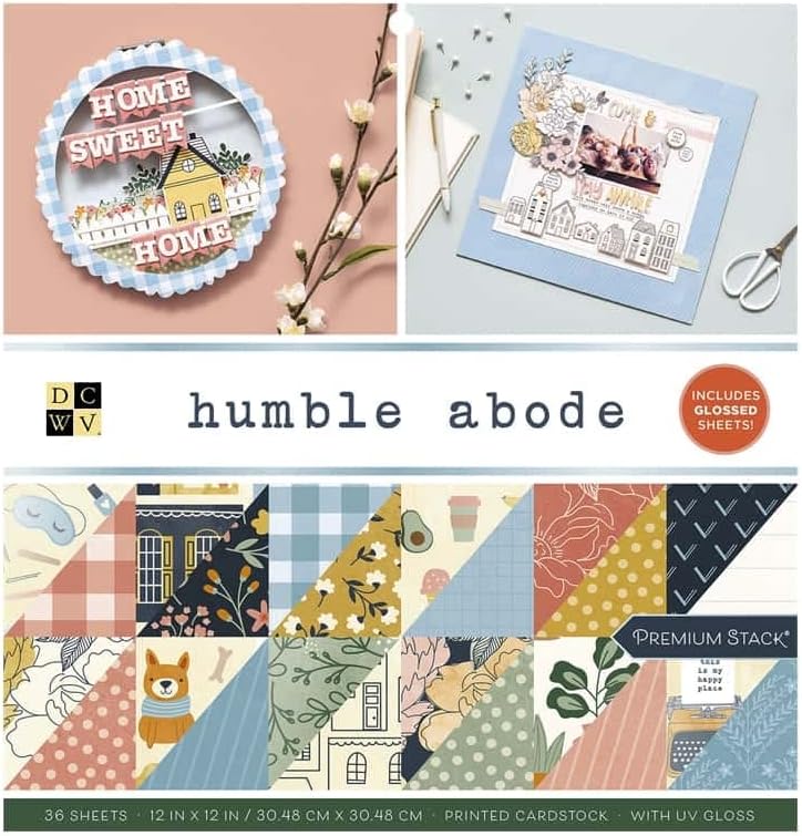 DCWV Paper Stack 12X12 HMBL, Humble Abode, W/Gold Foil