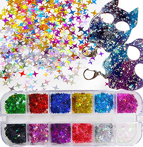 4 Boxes Holographic Nail Glitters Sequins Set Laser Butterfly Heart Alphabet Letter Star Chunky Glitter Flakes Acrylic Nail Art Tips Stickers Decorations For Craft/Resin Art/Makeup #TOP3