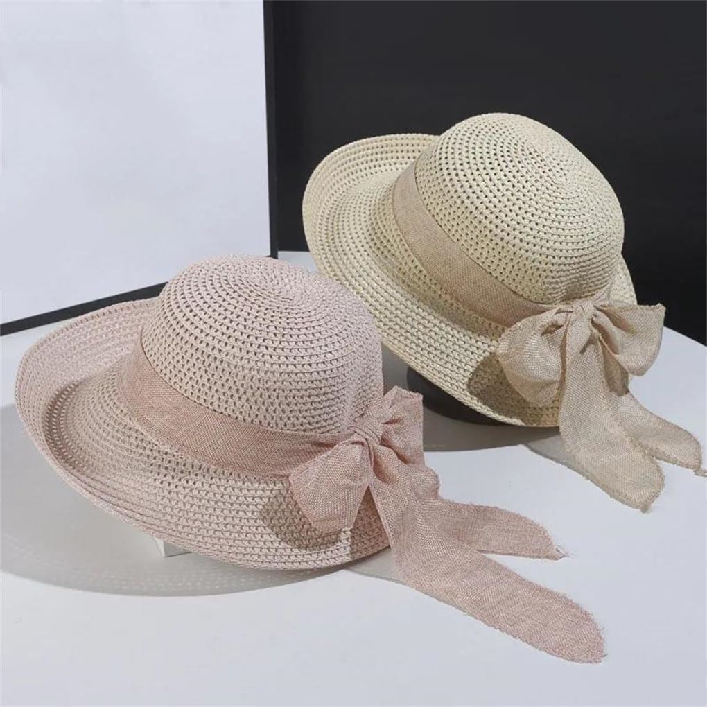 Cappello vintage con fiocco pieghevole Strawfedora per le donne cappello da viaggio all'aperto