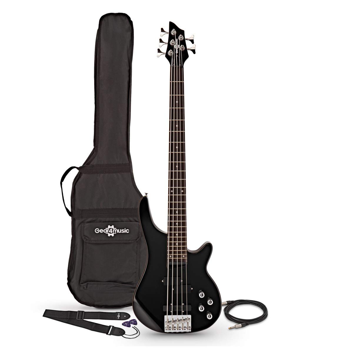 Basso a 5 Corde Chicago di Gear4music Nero