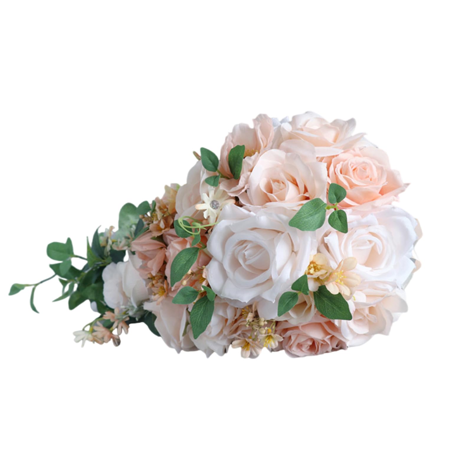 Dcaknri Multicolor Champagne Colored Silk Bridal Bouquet Stylish Champagne Flower Teardrop Bride Bouquet For Bride Wedding Day Flower
