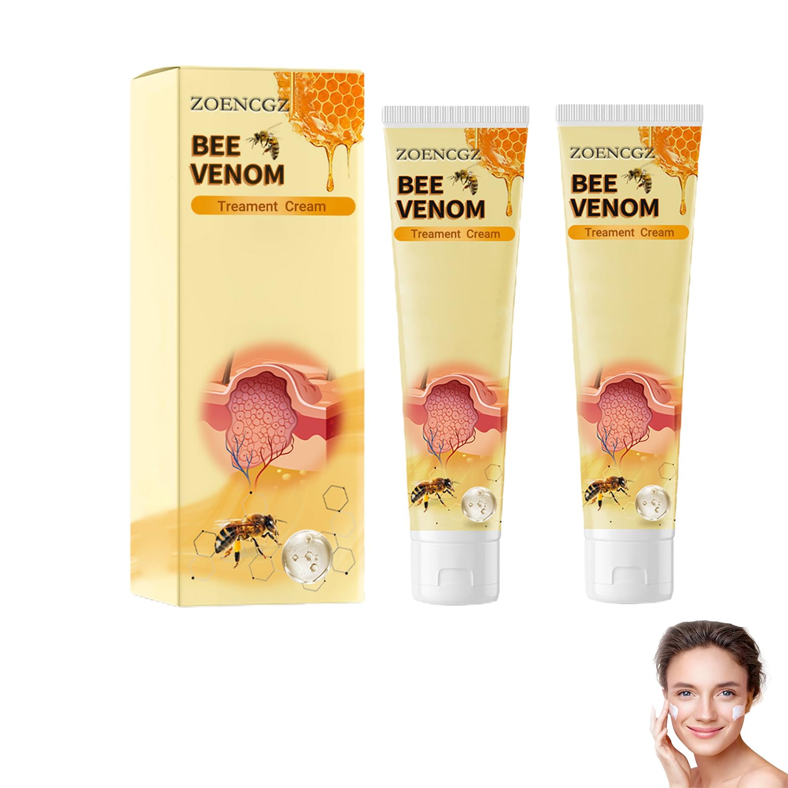 Bee Venom Treatment&Removal Cream,2024 New Bee Venom Repair Cream,Hydrating Moisturizing Treatment Cream for Men&Women,1Fl Oz (2PCS)