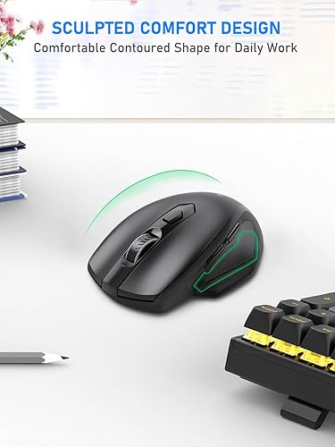 Miniatura 8 de E-YOOSO Mouse inalámbrico para laptop, mouse de computadora de 2.4 GHz, 5 ratones inalámbricos de oficina DPI ajustables con receptor USB, 6