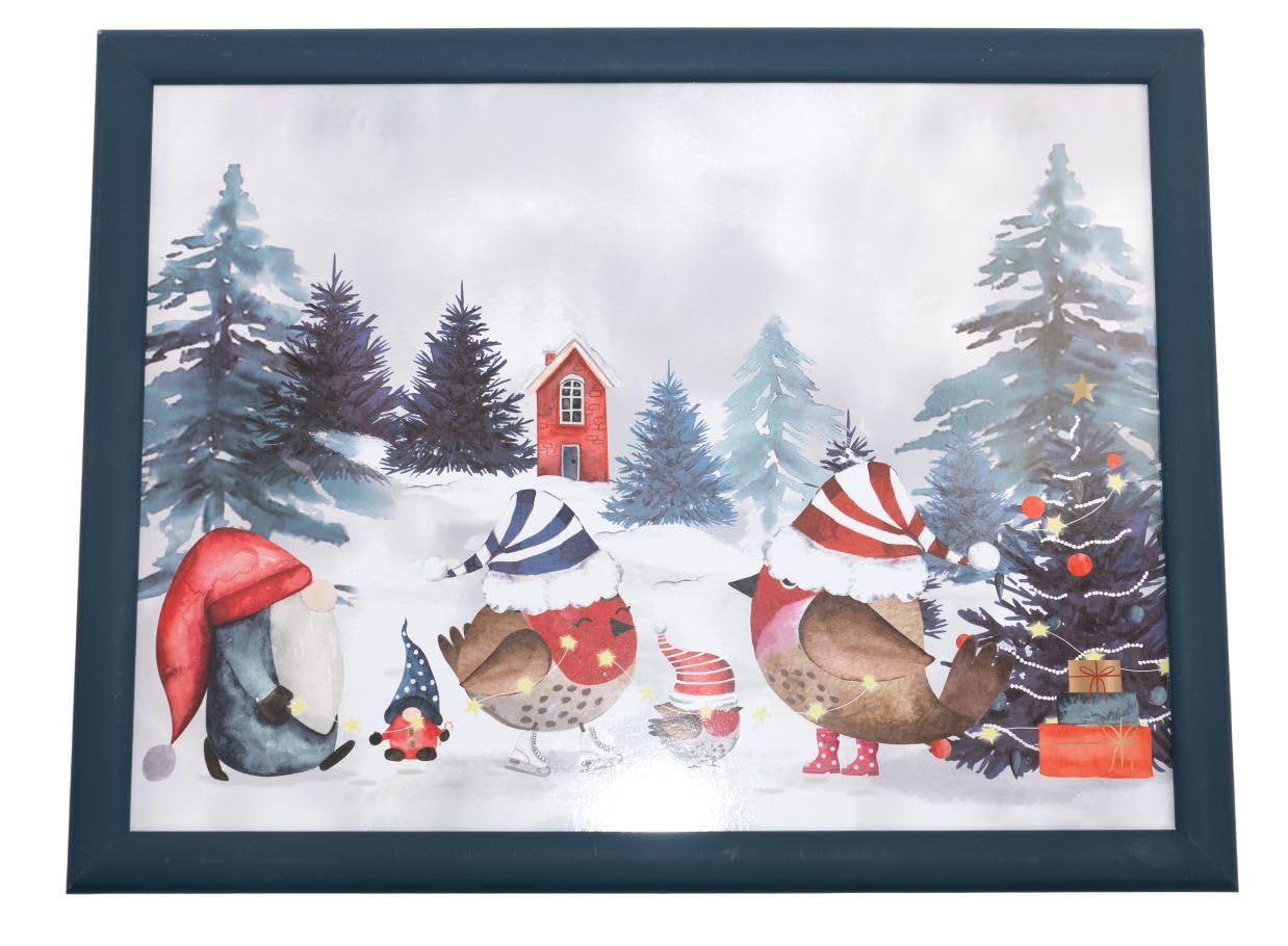 Maison & White Multicolor Festive Forest Friends Gonk Lap Tray | M&W | Dinner Serving Tray For Snacks & Drinks | Cushioned Laptray | Bean Bag Padded Gift | Christmas Robins & Trees