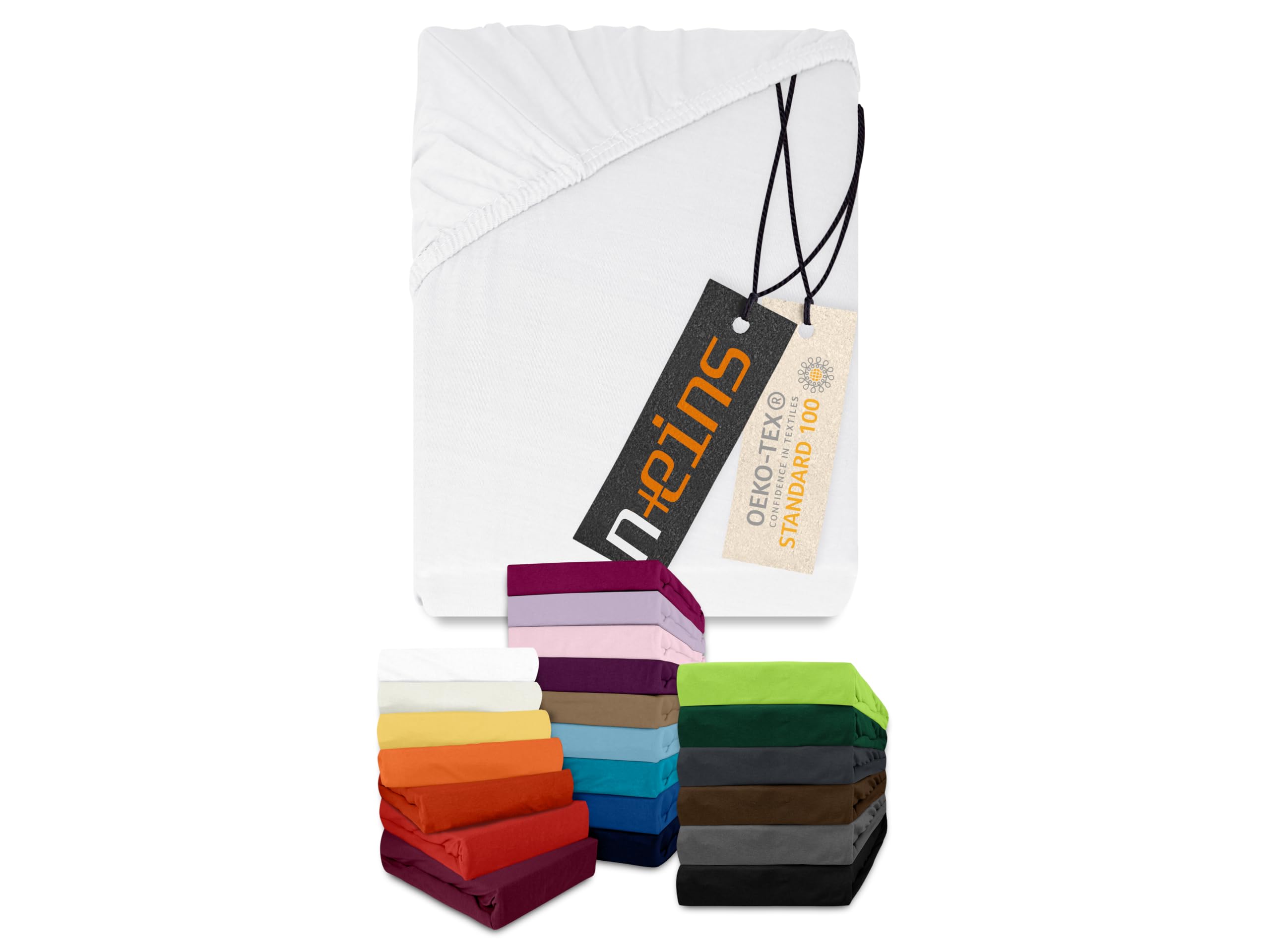 Npluseins White Classic Jersey Fitted Sheet - 100% Cotton 159.192, 80-90 X 190 Cm,