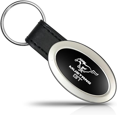Au-TOMOTIVE - Llavero ovalado dorado para Ford Mustang GT (negro), Negro -