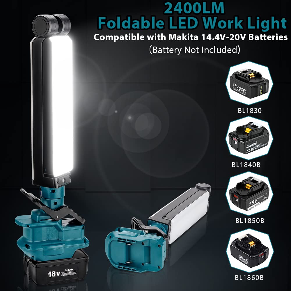RUITTEFOUM 25W Cordless LED Work Light For Ryobi 18V Lithium Battery, 1500LM Portable Jobsite - View #14
