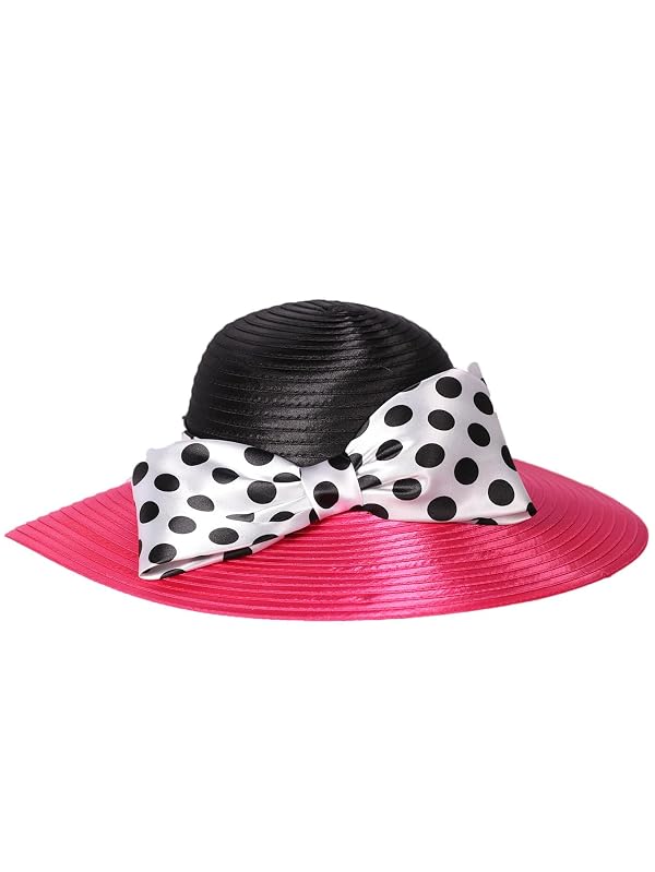 Wide Brim Tea Party Kentucky Dome Hat For Women With Polka Dots Ribbon Bow by HIMESPORT - Used condition - Image 5