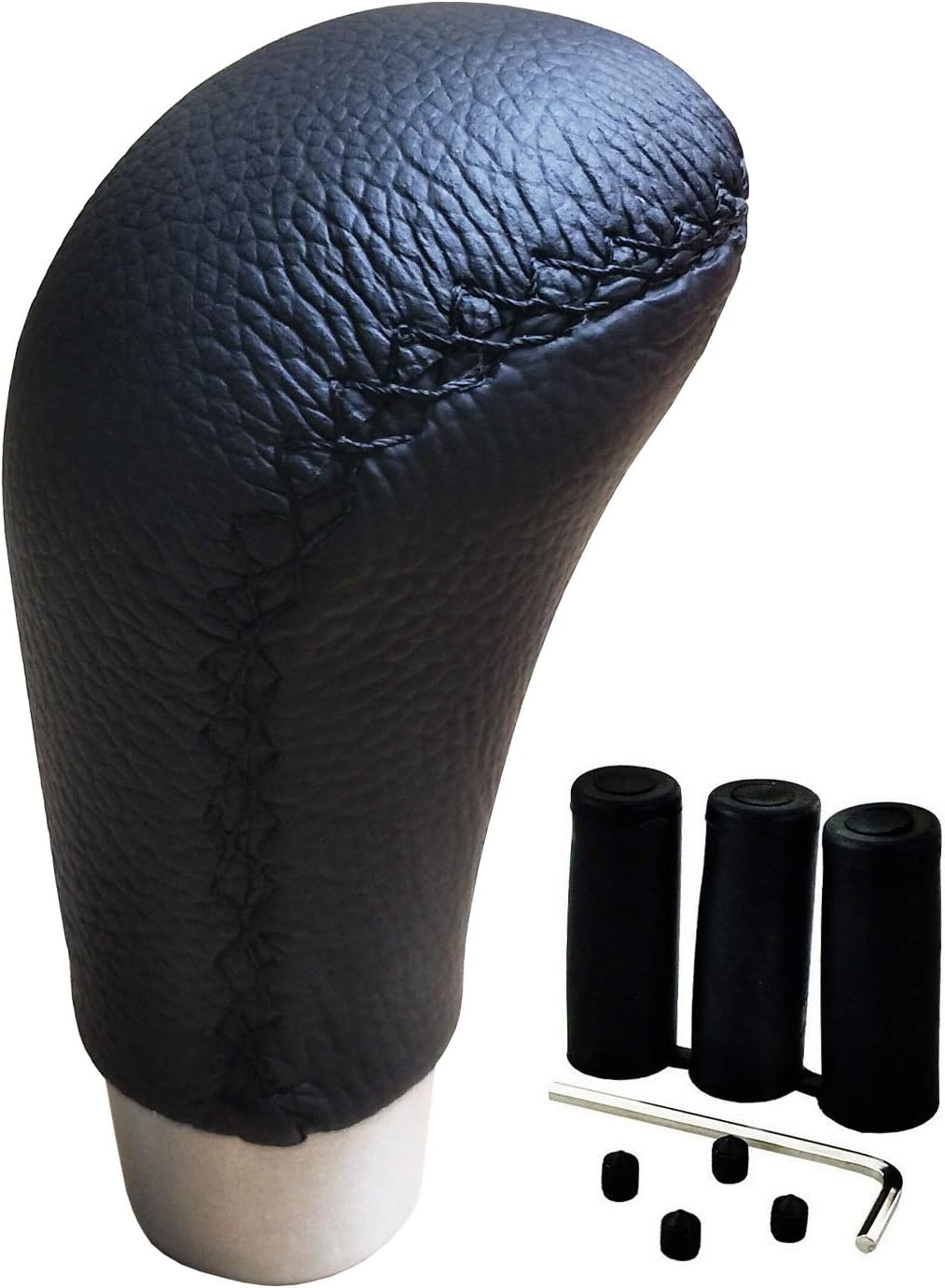 Lunsom Leather Car Shifting Head Type R Alloy Most Car Gear Shift Lever Knob Shifter Stick Handle Heads Fit Most Transmission Manual Vehicle (Black)