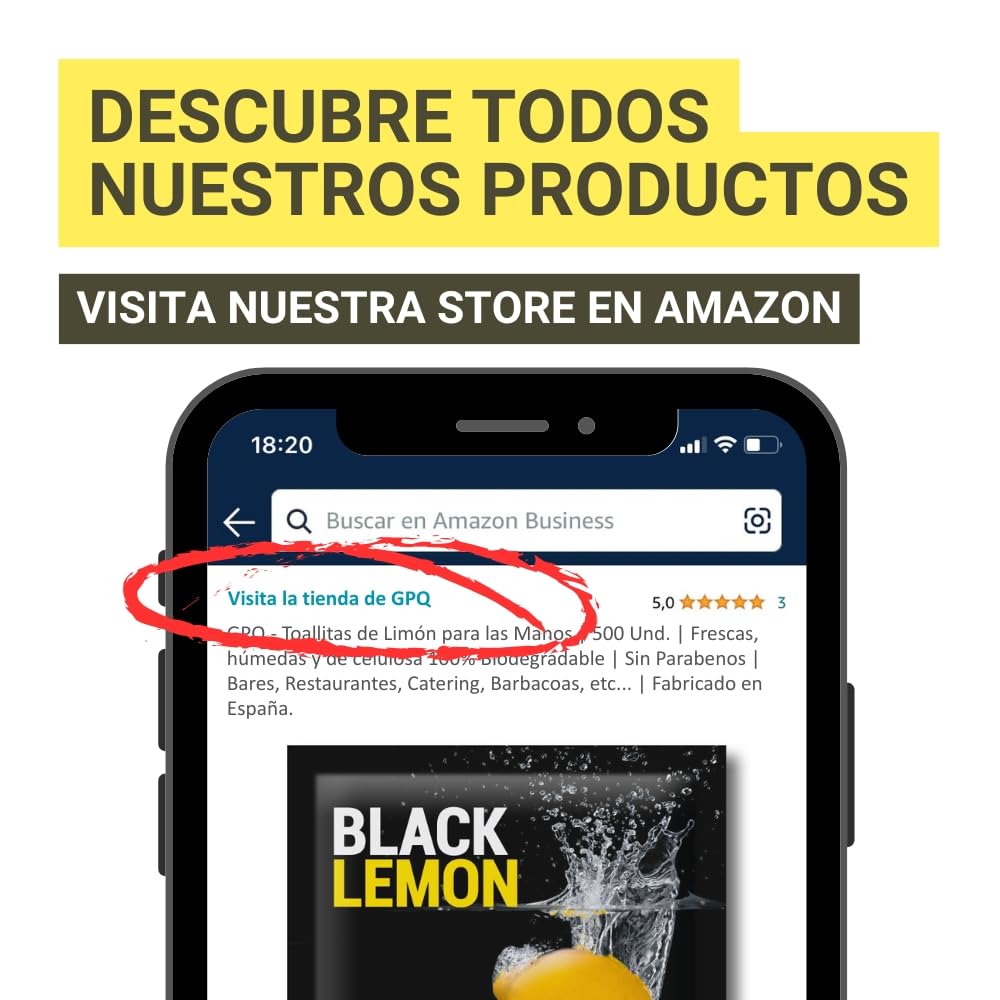 GPQ - Toallitas de Limón para las Manos | 500 Und. | Frescas, húmedas y de celulosa 100% Biodegradable | Sin Parabenos | Bares, Restaurantes, Catering, Barbacoas, etc... | Fabricado en España